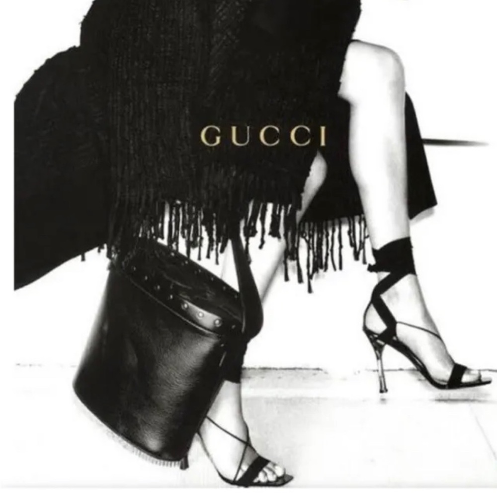 Tom Ford for Gucci 2002 mother of pearl black ribbon heals size 8